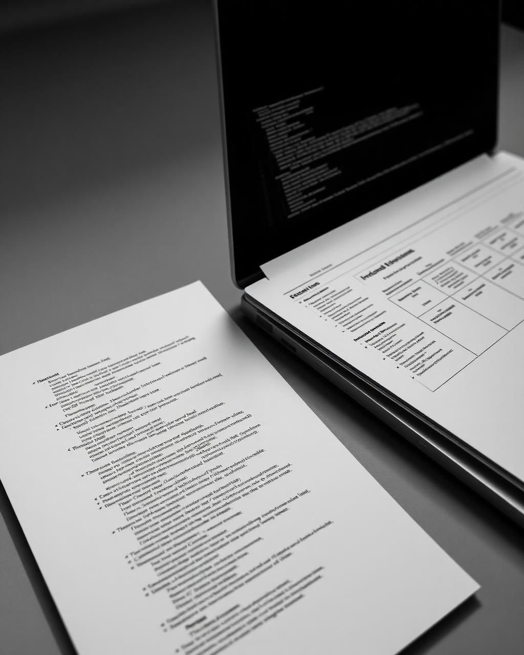 Website wireframe sketch and code on a laptop during the web development process